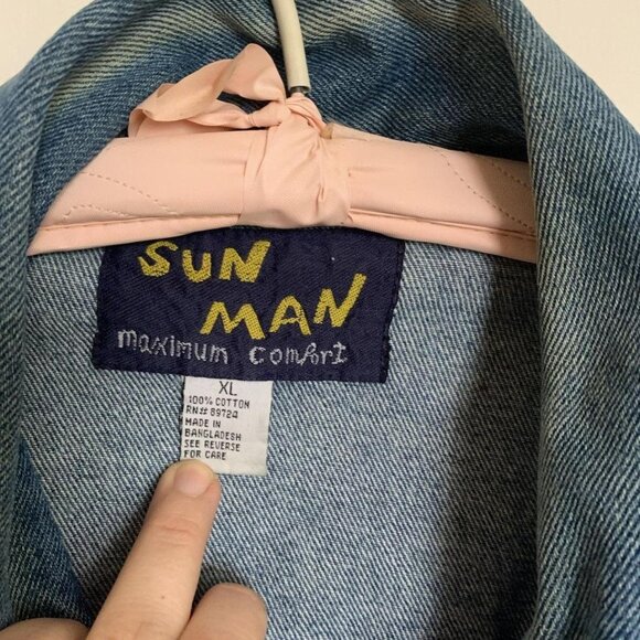 VTG 90's Denim Jean Jacket XL 100% Cotton Orca Whale Marine World Embroidery - Picture 4 of 5